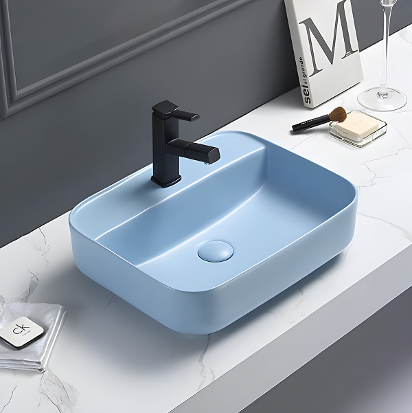 Chậu rửa lavabo đặt bàn màu xanh HANJIN HJ-717ML