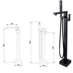 Sen cây đặt sàn cho bồn tắm màu đen HM-081DS