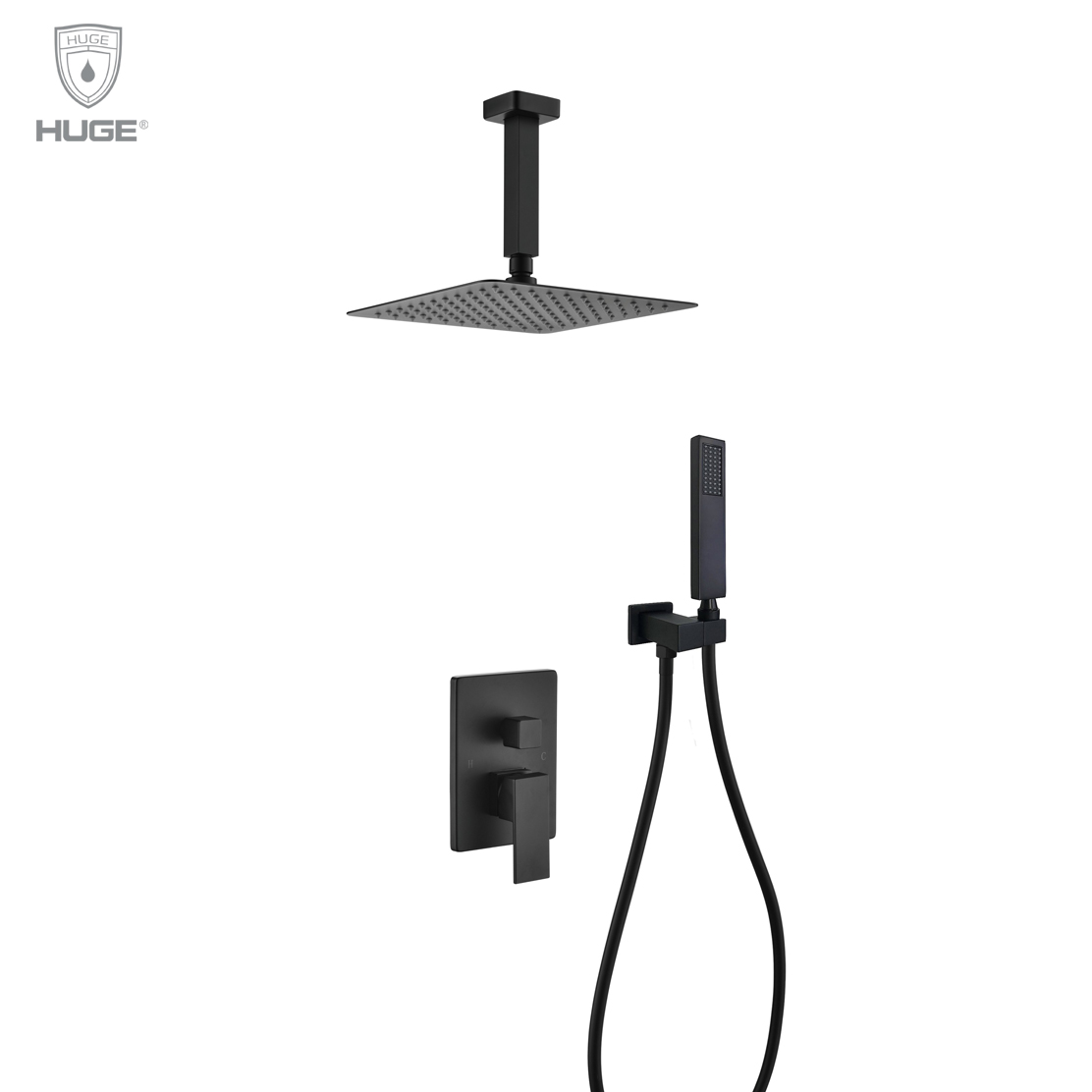 Sen tắm nhiệt độ âm tường màu đen Huge H-STT66B