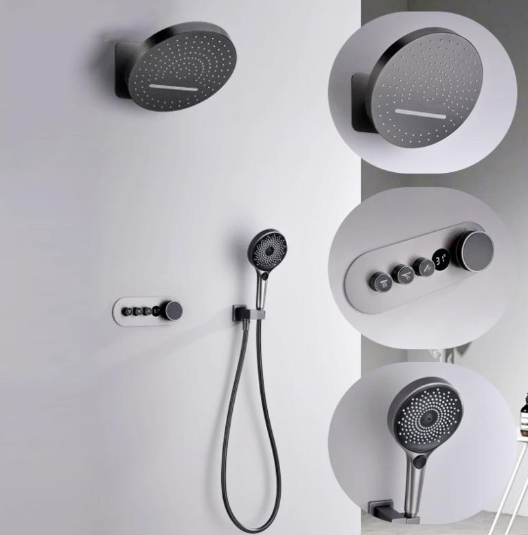 Sen tắm nhiệt độ âm tường màu ghi Miken HI52980GR