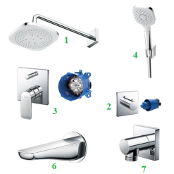 Sen tắm âm tường Toto TBW02004A-TBV02103B-TBG04304B-TBW02006A-TBG02001B-TBW02013B