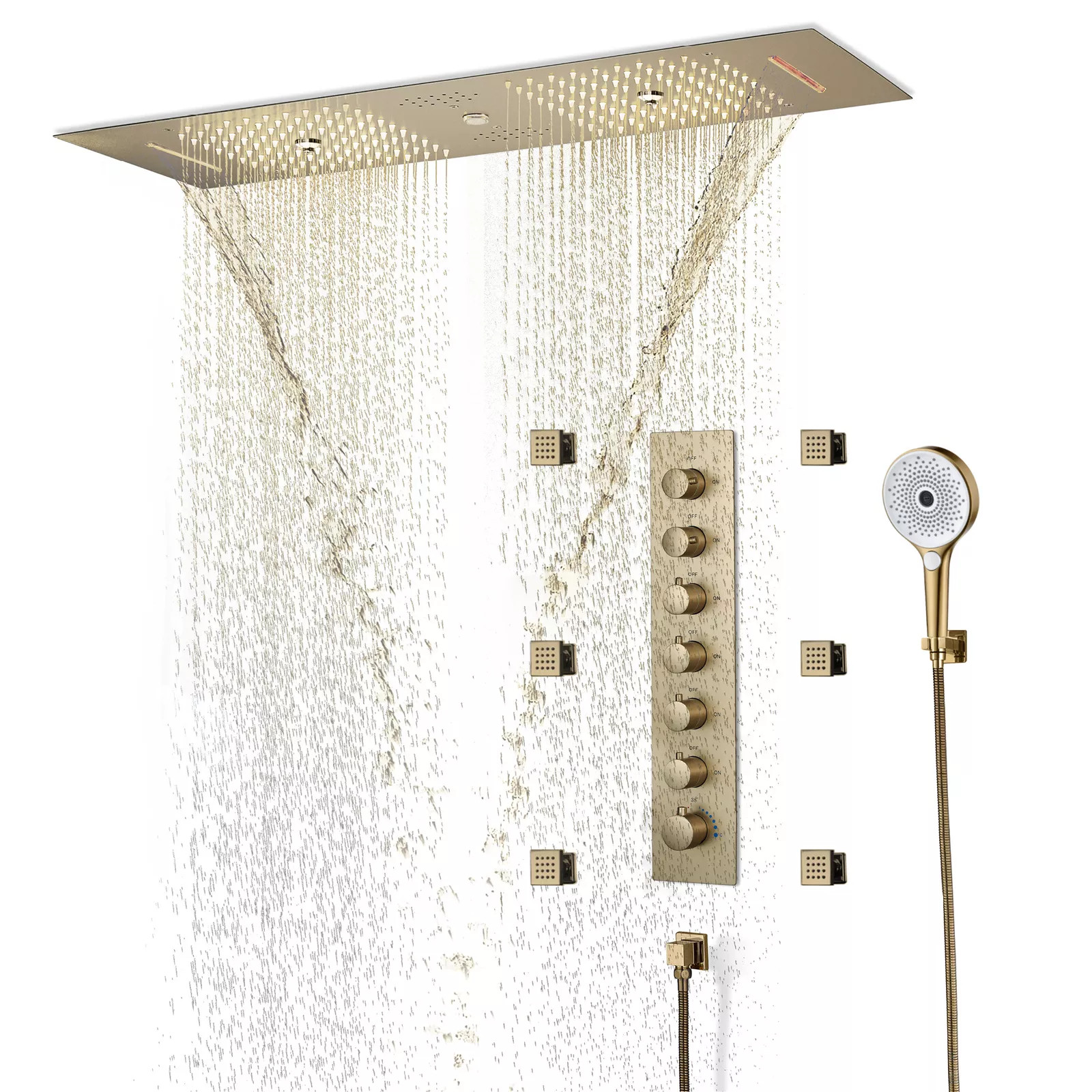 Sen tắm nhiệt độ âm tường màu vàng Miken HI1530504