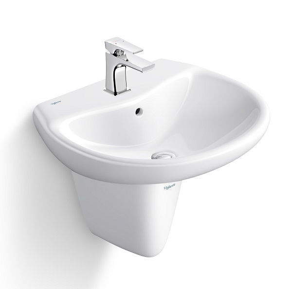 Chậu rửa lavabo treo tường và chân lửng Viglacera VI5