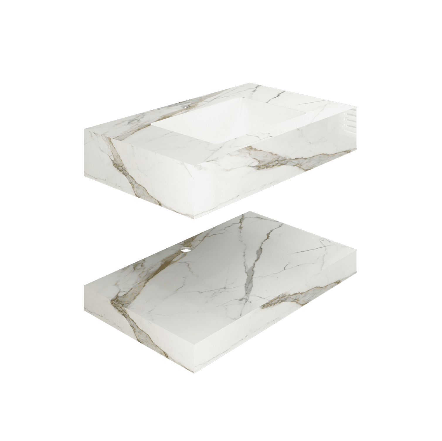 Chậu đặt bàn đá 2 tầng màu trắng Viglacera PHL-9S01P