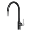 Vòi rửa bát nóng lạnh dây rút Konox Alto Black