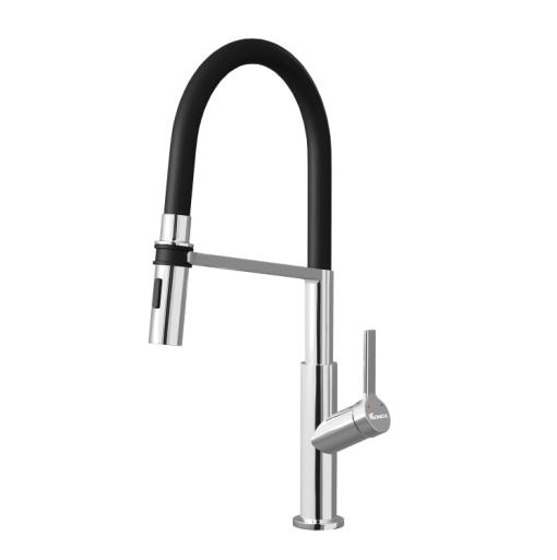 Vòi rửa bát nóng lạnh thân mềm màu chrome Konox Tema Chrome