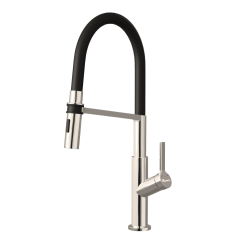 Vòi rửa bát nóng lạnh thân mềm màu niken Konox Tema Nickel