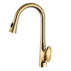 Vòi chậu rửa bát mạ vàng dây rút HM-0686R