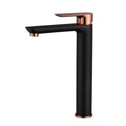 Vòi chậu lavabo màu đen điểm vàng hồng Miken MKV-600016BG