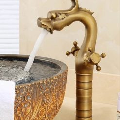 Vòi chậu rửa mặt màu đồng giả cổ CLM 5382