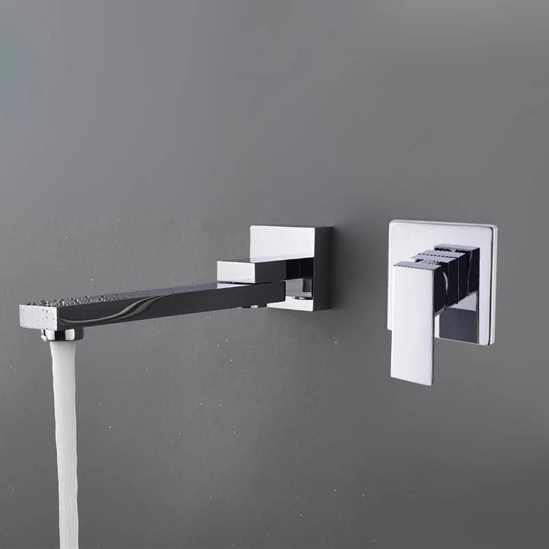Vòi chậu lavabo âm tường màu Crom Miken MKV-309W