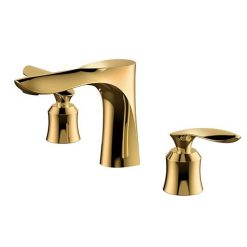 Vòi chậu rửa mặt , vòi bồn tắm mạ vàng 3 lỗ HM-0686V-3