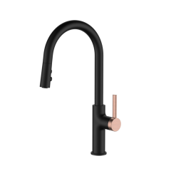 Vòi rửa bát dây rút nóng lạnh màu đen PLUTO KLUGER KLF0005B