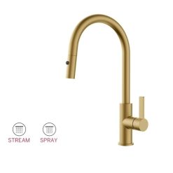 Vòi rửa bát nóng lạnh dây rút màu vàng Paul Schmitt PA324KBG