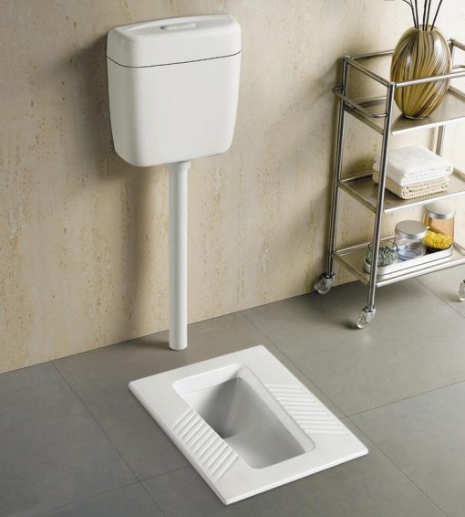 Xí xổm két treo nhựa xả nhấn dành cho công nhân , nhà máy, bệnh viện, nơi công cộng Miken MKX-6016