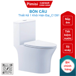 Bồn cầu Caesar C1391 1 khối nắp êm