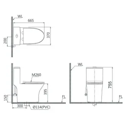 Alternative view of Bồn cầu Caesar C1391 1 khối nắp êm
