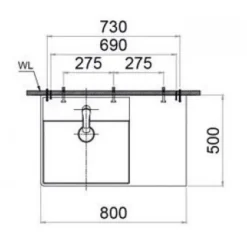 Alternative view of Chậu rửa lavabo Caesar LF5382 treo tường-đặt bàn 800x500mm