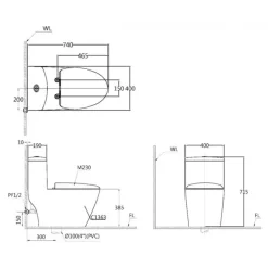 Alternative view of Bồn cầu Caesar C1363 một khối nắp êm
