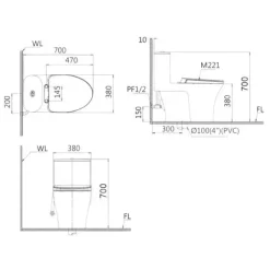 Alternative view of Bồn cầu Caesar C1395 1 khối nắp êm