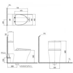 Alternative view of Bồn cầu nắp rửa cơ Caesar C1356F/TAF060 1 khối