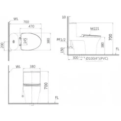 Alternative view of Bồn cầu nắp rửa cơ Caesar C1375F/TAF060 1 khối