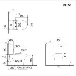 Alternative view of Bồn cầu Caesar CD1341 thùng T1241 nắp êm