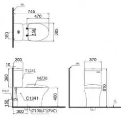 Alternative view of Bồn cầu nắp rửa cơ Caesar CD1341/TAF060 2 khối