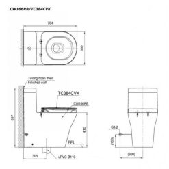 Alternative view of Bồn cầu 1 khối TOTO CW166RB nắp TC384CVK