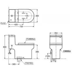 Alternative view of Bồn cầu 1 khối TOTO CW895JW