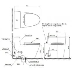 Alternative view of Bồn cầu 1 khối TOTO MS625DT8 nắp TC600VS
