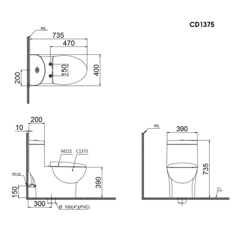 Bàn cầu nắp điện tử Caesar C1375F/TAF710H có remote - Ảnh 2