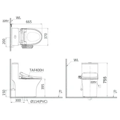 Alternative view of Bồn cầu thông minh Caesar C1391F/TAF400H 1 khối