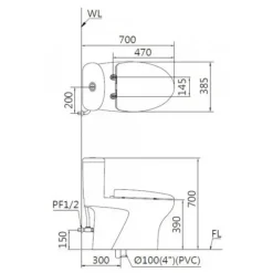 Alternative view of Bồn cầu thông minh Caesar C1394F/TAF400H 1 khối