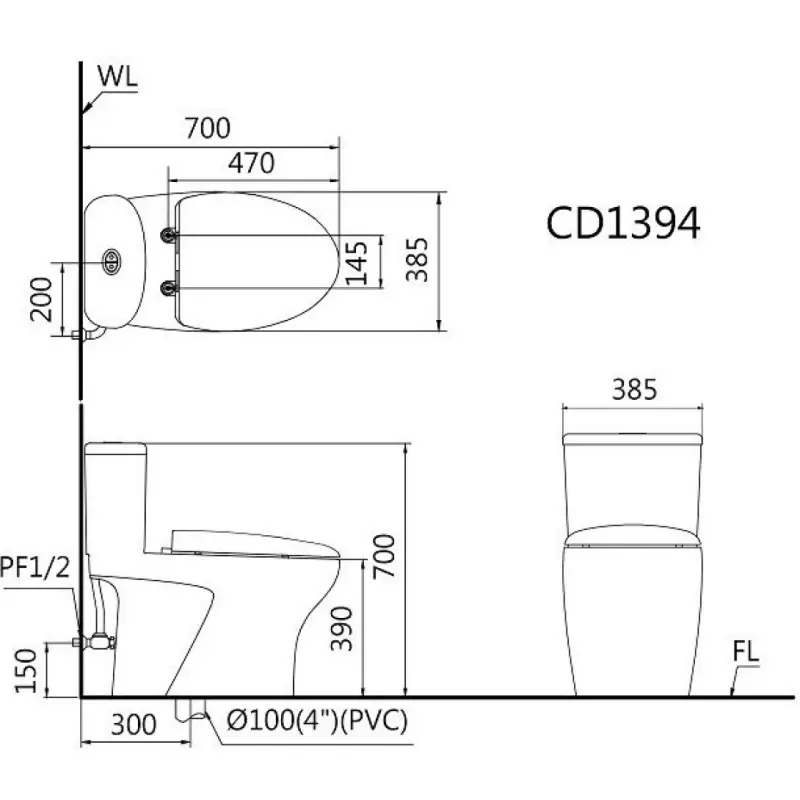 Bàn cầu nắp điện tử Caesar C1394F/TAF710H có remote - Ảnh 2