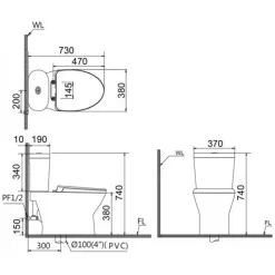 Alternative view of Bồn cầu thông minh Caesar CD1320/TAF400H 2 khối