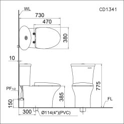 Alternative view of Bồn cầu thông minh Caesar CD1341/TAF400H 2 khối