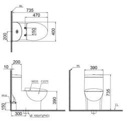 Alternative view of Bồn cầu thông minh Caesar CD1375/TAF400H 1 khối