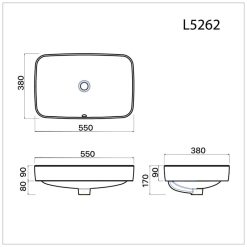 Alternative view of Chậu rửa lavabo Caesar L5262 đặt bàn vuông 580x380 mm