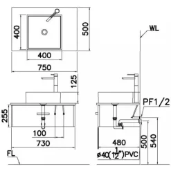 Alternative view of Chậu rửa lavabo Caesar LF5252 đặt bàn vuông