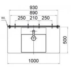 Alternative view of Chậu rửa lavabo Caesar LF5386 treo tường-đặt bàn 1000x500mm