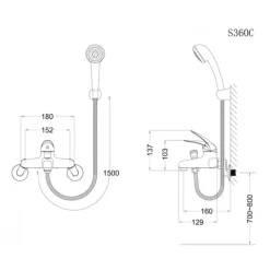 Alternative view of Sen tắm nóng lạnh Caesar S360C tay 1 chế độ