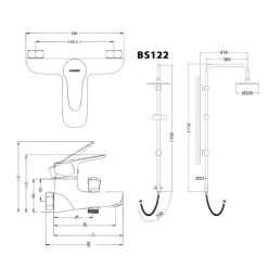 Alternative view of Bộ vòi sen cây CAESAR S123C/BS122 nóng lạnh