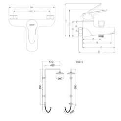 Alternative view of Bộ vòi sen cây CAESAR S123C/BS125 nóng lạnh mạ sáng bóng