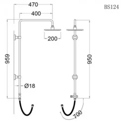 Alternative view of Bộ vòi sen cây CAESAR S493C/BS124 nóng lạnh đồng thau
