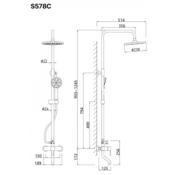 Alternative view of Bộ vòi sen đứng CAESAR S578C nóng lạnh