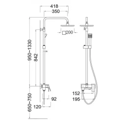 Alternative view of Bộ vòi sen đứng CAESAR S688CB nóng lạnh màu đen dạng phím đàn