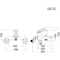 Alternative view of Bộ vòi sen cây CAESAR S813C/BS125 nóng lạnh