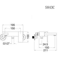 Alternative view of Bộ vòi sen cây CAESAR S843C/BS125 nóng lạnh