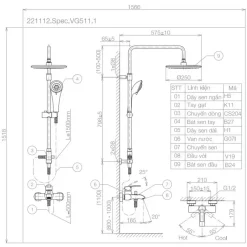 Alternative view of Vòi sen cây Viglacera VG511.1 hai chế độ nước